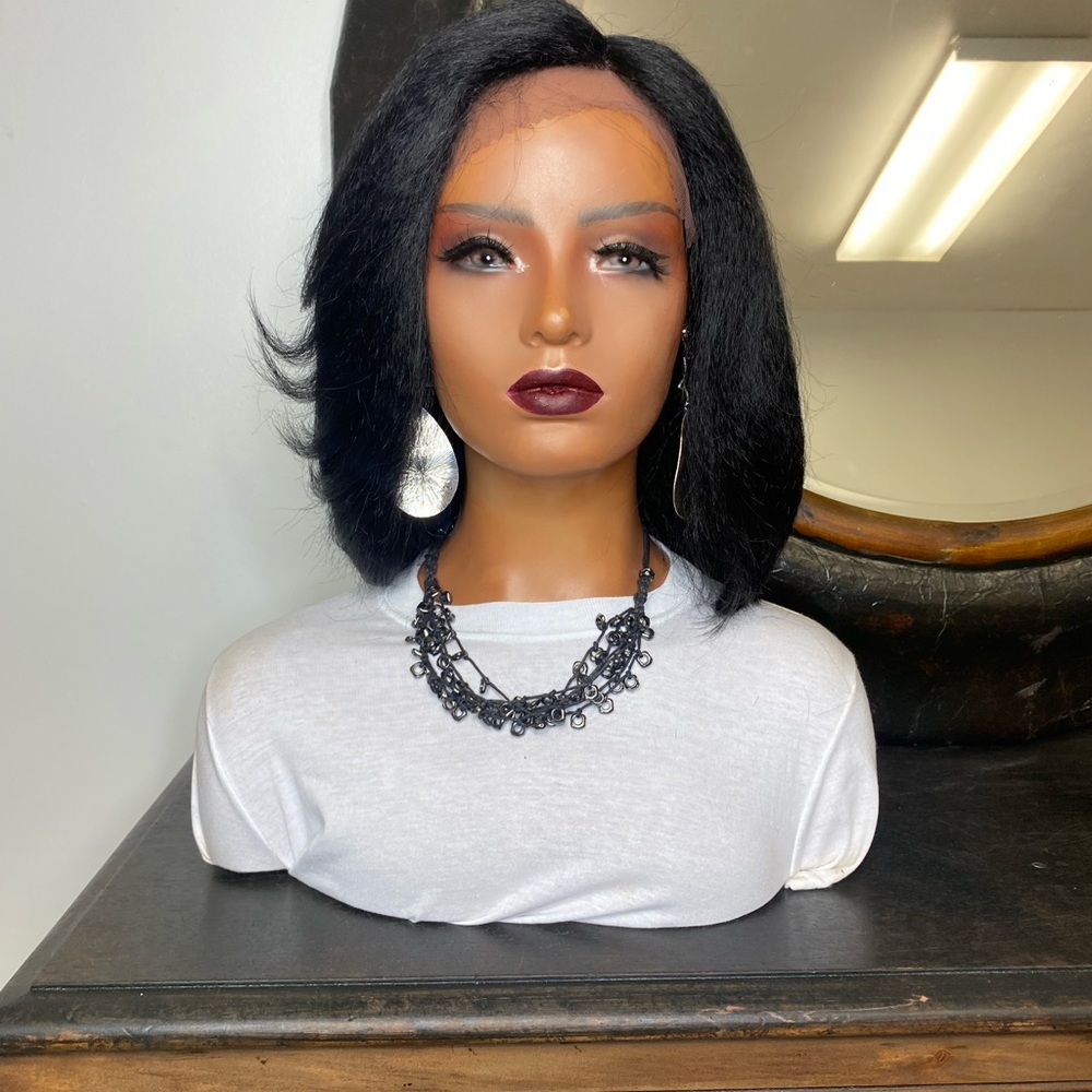 MYA| SHORT DEEP T PART BLACK BOB LACE FRONT WIG